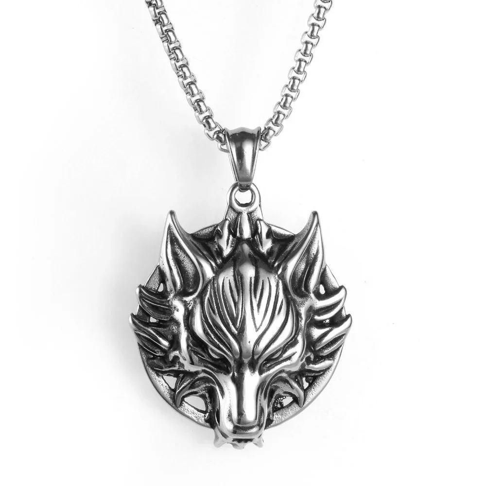 ❤️Retro wolf head steel pendant necklace for women/men, N90201P167